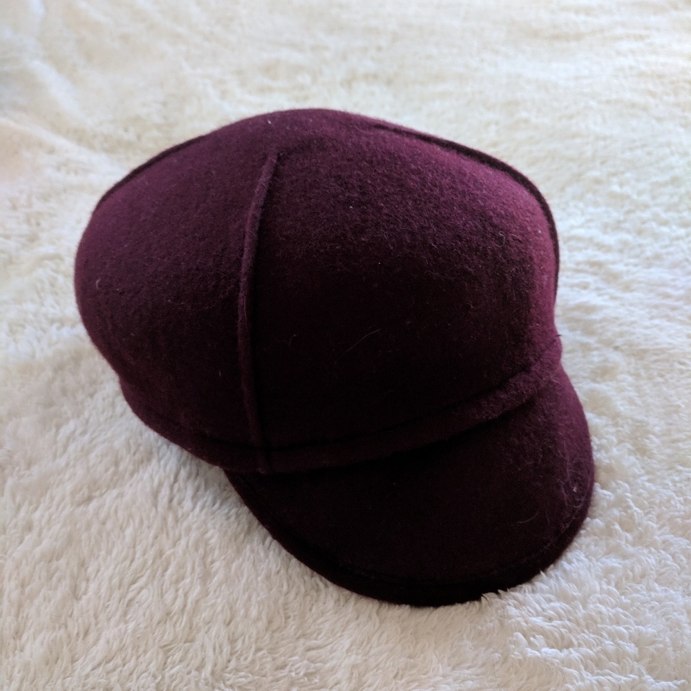 🌟last day:Tarnish Maroon Wool Felt Newsboy Hat - Picture 1 of 7